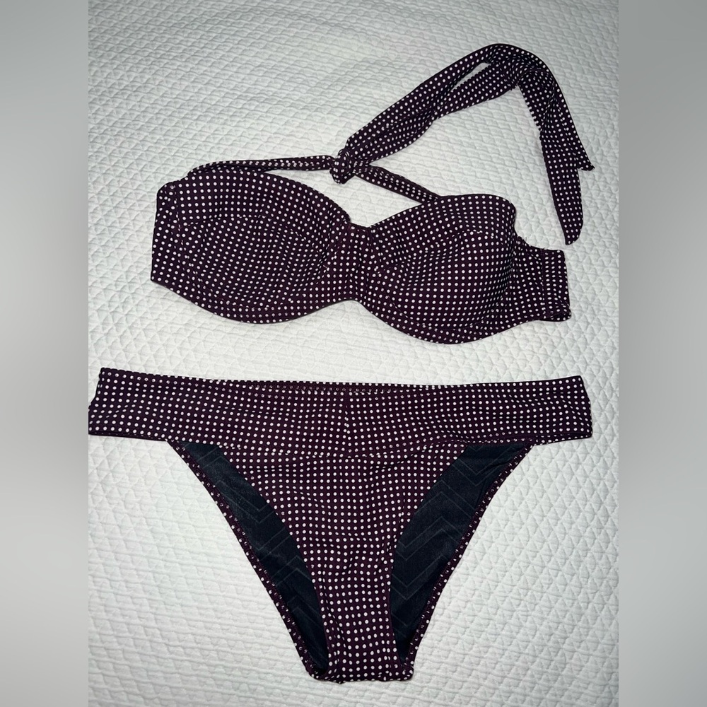 Deep Plum Textured Triangle Bikini Set